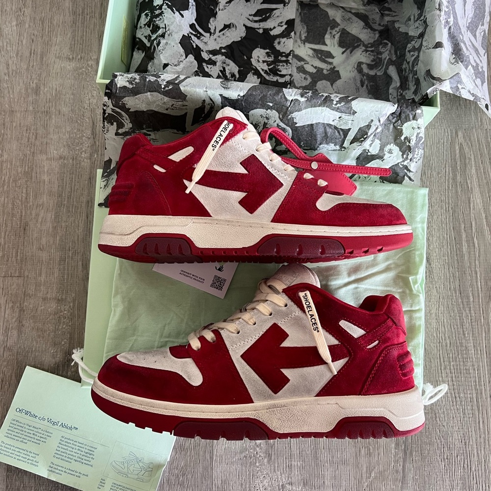 Off-White Out Of Office ‘Vintage Suede’ White Red - US 10
